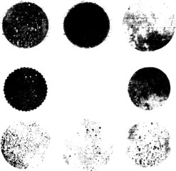 Grunge post Stamps Collection, Circles. Banners, Insignias , Logos, Icons, Labels and Badges Set . vector distress textures.blank shapes.