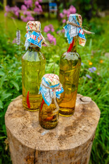 Fototapeta premium Different sorts of cooking oil, close-up