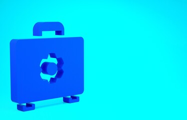 Blue Toolbox icon isolated on blue background. Tool box sign. Minimalism concept. 3d illustration 3D render.