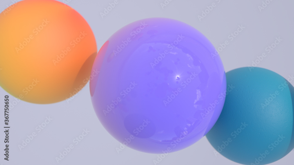 Poster minimal simple and beautiful color abstract background. multicolor 3d spheres or balls floating on w