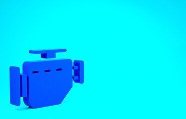 Obraz premium Blue Check engine icon isolated on blue background. Minimalism concept. 3d illustration 3D render.