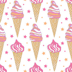 Vector collection of ice cream seamless pattern