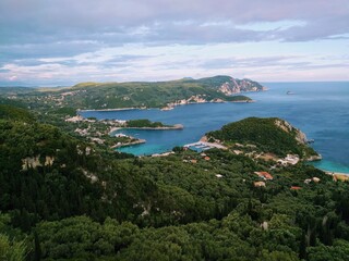 Fototapeta na wymiar Panoramic view of Paleokastritsa bay, Corfu island, Greece