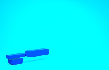 Blue Coffee filter holder icon isolated on blue background. Minimalism concept. 3d illustration 3D render.