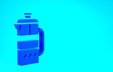 Obraz premium Blue French press icon isolated on blue background. Minimalism concept. 3d illustration 3D render.