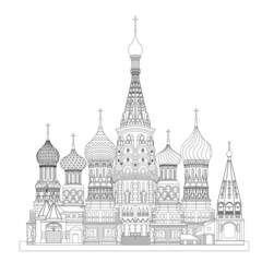 Fototapeta na wymiar The Cathedral of Vasily the Blessed or Saint Basil Cathedral drawing in vector