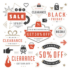 Sale tags and labels design vector vintage set