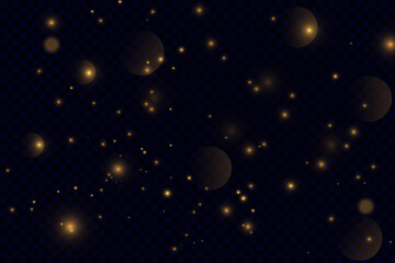 Vector eps 10 gold particles. Glowing yellow bokeh circles