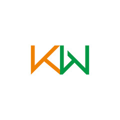 letter kw simple geometric colorful symbol logo vector