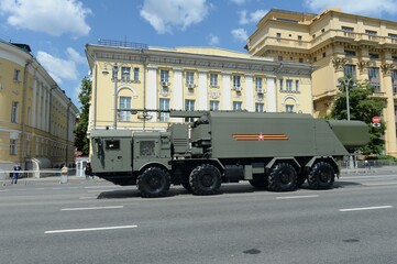 Self-propelled command post of control and communications of the Coastal Missile Complex "Ball" during the parade dedicated to the 75th anniversary of Victory
