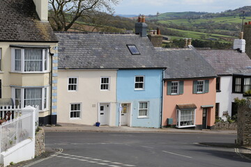 Fototapeta na wymiar Traditional houses in Charmouth, Devon, UK.