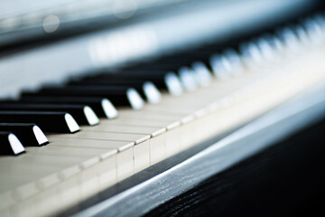 close up of piano keys black and white
