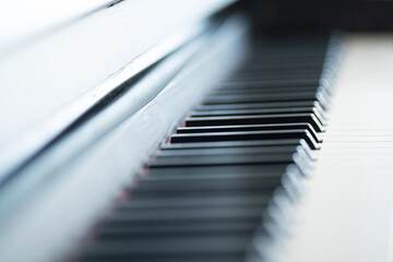 close up of piano keys black and white