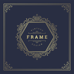 Vintage flourishes ornament swirls lines frame template vector illustration