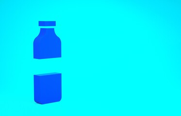 Blue Bottle of water icon isolated on blue background. Soda aqua drink sign. Minimalism concept. 3d illustration 3D render.