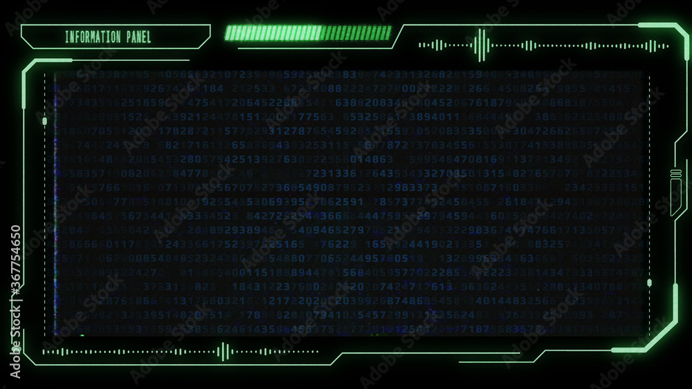Aufkleber Technology Futuristic UI HUD Big Data Digital Number Conde Information Screen Display Monitor. Particle Statistic Digit Random Security Code Virtual Reality Network Graphic Design.