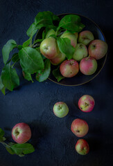 image of new crop apples on an old table