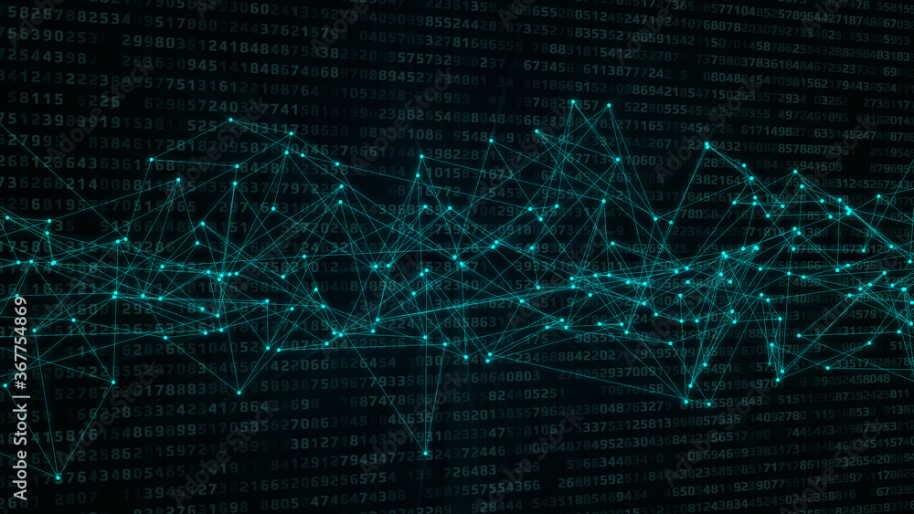 Poster etwork Big Data Connection Node Structure Digital Technology Illustration Background.