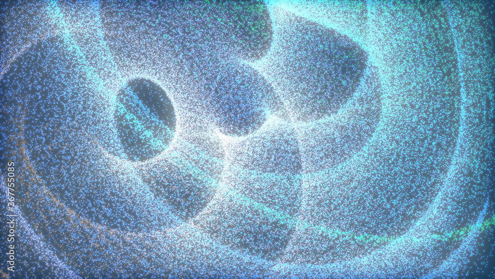 Poster futuristic sci fi digital wave dot particle illustration background. beautiful landscape floating de