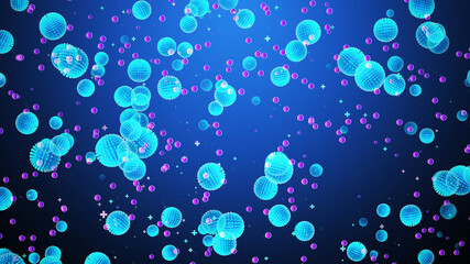 Pandemic Virus Cells 3D Rendering Floating Under Microscopic Concept Illustration.