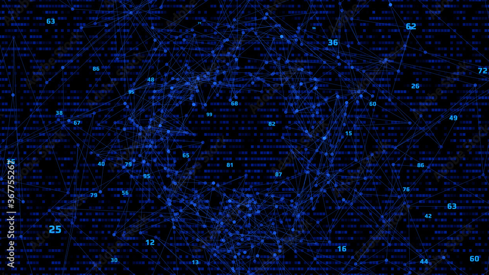 Poster etwork Big Data Connection Node Structure Digital Technology Illustration Background.