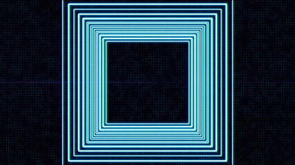 Square Glow Neon Tunnel Flying Through Target Illustration Background
