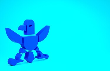 Blue Eagle icon isolated on blue background. American Presidential symbol. Minimalism concept. 3d illustration 3D render.