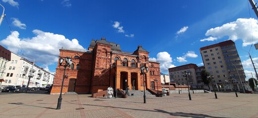 majestic palace building with red brick in Belarus