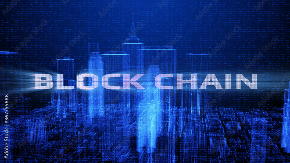 Poster HUD Futuristic Big Data Digital City Town Element Analysis Illustration. 3D Rendering Blue Wireframe Structure Building Screen Interface Sci fi.