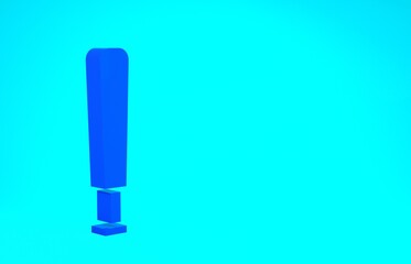 Blue Baseball bat icon isolated on blue background. Sport equipment. Minimalism concept. 3d illustration 3D render.
