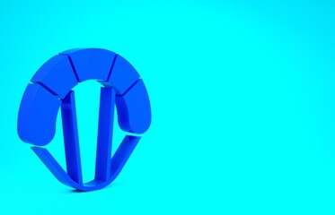 Blue Parachute icon isolated on blue background. Extreme sport. Sport equipment. Minimalism concept. 3d illustration 3D render.