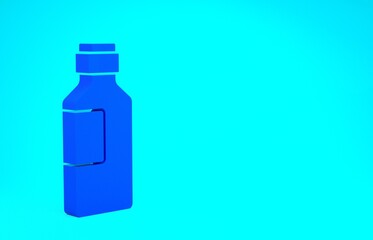 Blue Bottle of water icon isolated on blue background. Soda aqua drink sign. Minimalism concept. 3d illustration 3D render.