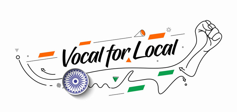 VOCAL FOR LOCAL" campaign of India - Independence Day Poster. Vector Modern Banner Illustration.