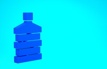 Blue Big bottle with clean water icon isolated on blue background. Plastic container for the cooler. Minimalism concept. 3d illustration 3D render.