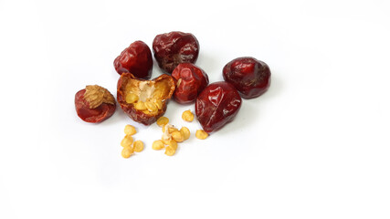 Small Dried Round Dundicut Peppers Isolated on White Background