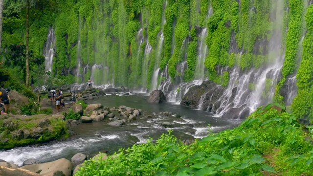 Asik Askik Waterfalls Mindanao Philippines Drone Push In Shot