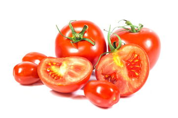 Healthy food, vegetable, red tomato on a white background