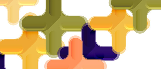 Glossy multicolored plastic style cross composition, x shape design, techno geometric modern abstract background. Trendy abstract layout template