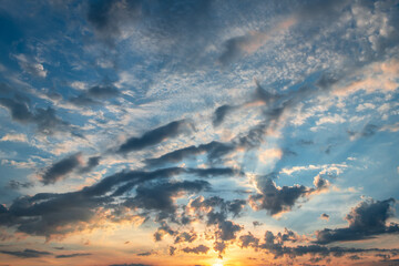 Nice summer evening sky landscape with clouds