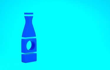 Blue Beer bottle icon isolated on blue background. Minimalism concept. 3d illustration 3D render.