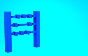 Fototapeta premium Blue Abacus icon isolated on blue background. Traditional counting frame. Education sign. Mathematics school. Minimalism concept. 3d illustration 3D render.