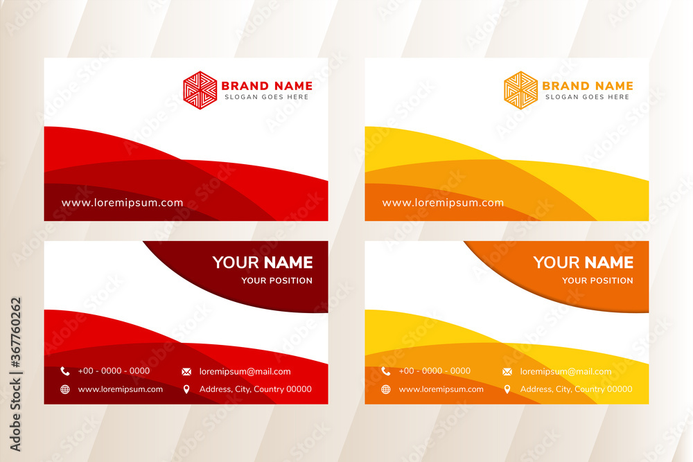 Poster set of double vector abstract bright business card, banner design templates use red and yellow on el