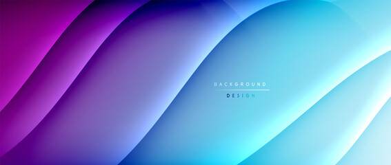 Fluid gradient waves with shadow lines and glowing light effect, modern flowing motion abstract background for cover, placards, poster, banner or flyer