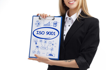 Business, technology, internet and network concept. Young businessman thinks over the steps for...