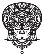 Illustrator aztec maya inca character hand draw for traditional ancient abstract backgrounds