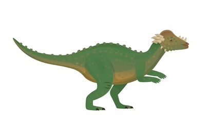 Pachycephalosaurus green dinosaur.Vector cartoon dinosaur.