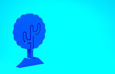 Blue Tree icon isolated on blue background. Forest symbol. Minimalism concept. 3d illustration 3D render.