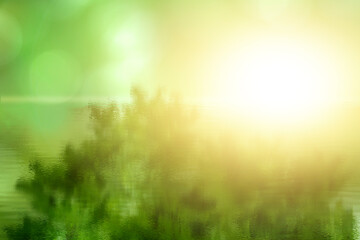 Green leaves, nature, blurred background illustrations
