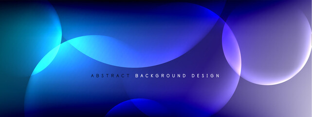 Vector abstract background liquid bubble circles on fluid gradient with shadows and light effects. Shiny design templates for text