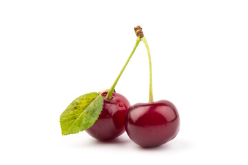 Сherry berries isolated on white background. With clipping path.